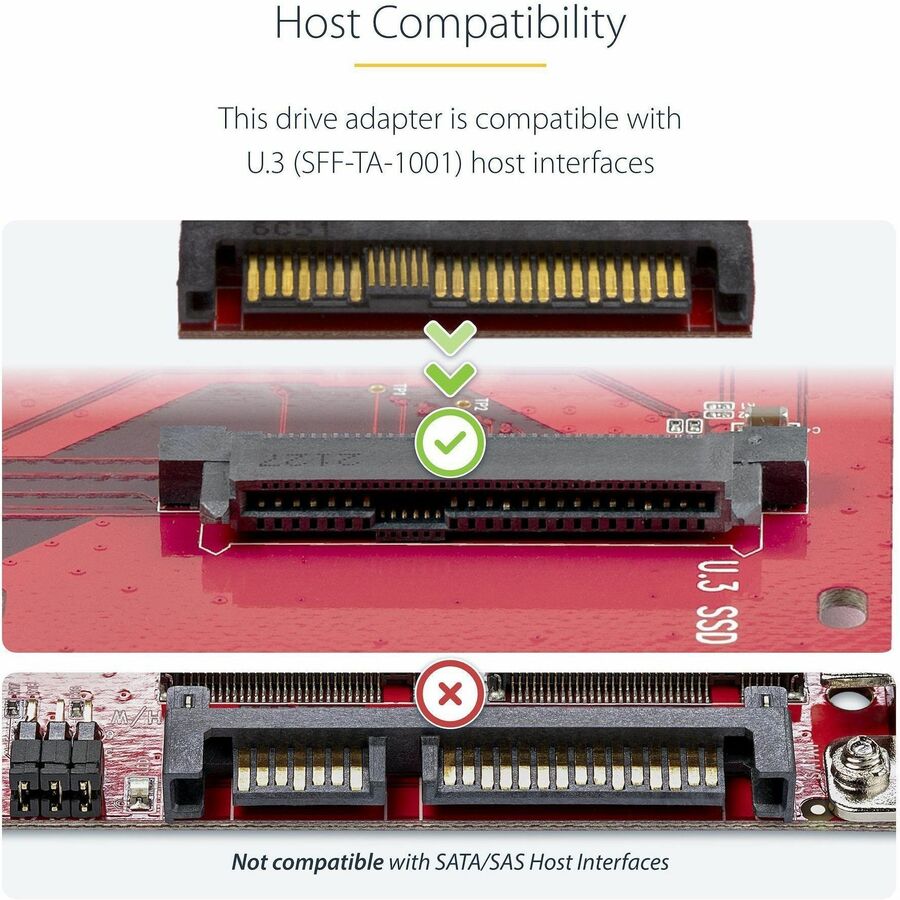 StarTech.com M.2 to U.3 Adapter, For M.2 NVMe SSDs, PCIe M.2 Drive to 2.5inch U.3 (SFF-TA-1001) Host Adapter/Converter, TAA Compliant StarTech.com M.2 to U.3 Adapter, For M.2 NVMe SSDs, PCIe M.2 Drive to 2.5inch U.3 (SFF-TA-1001) Host Adapter/Converter, TAA Compliant